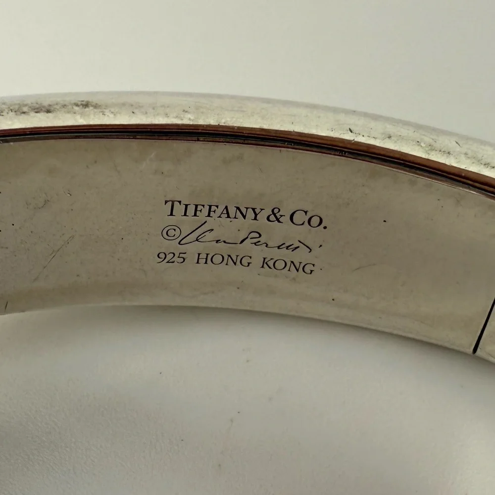 RARE Tiffany & Co. Rock Crystal Open Heart Cuff Bracelet Silver - Picture 4 of 10